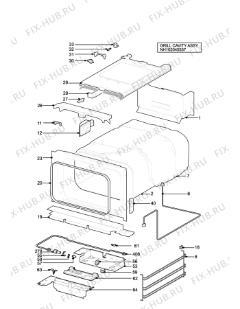 Взрыв-схема плиты (духовки) Electrolux EDB876BUL - Схема узла H10 Grill cavity assy